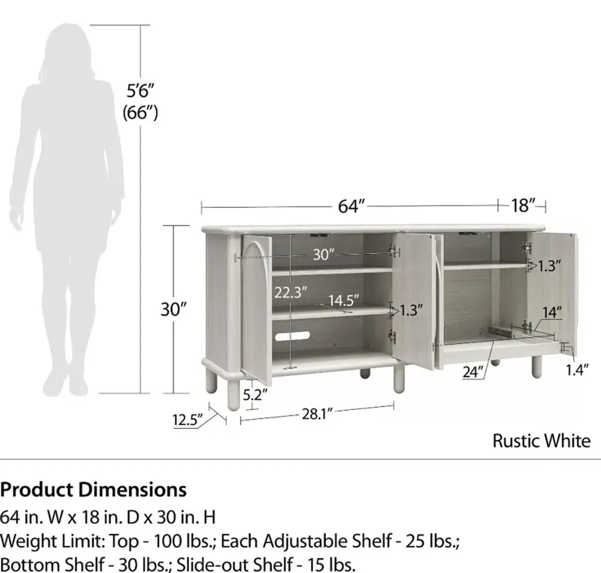 Selena Rustic White Credenza