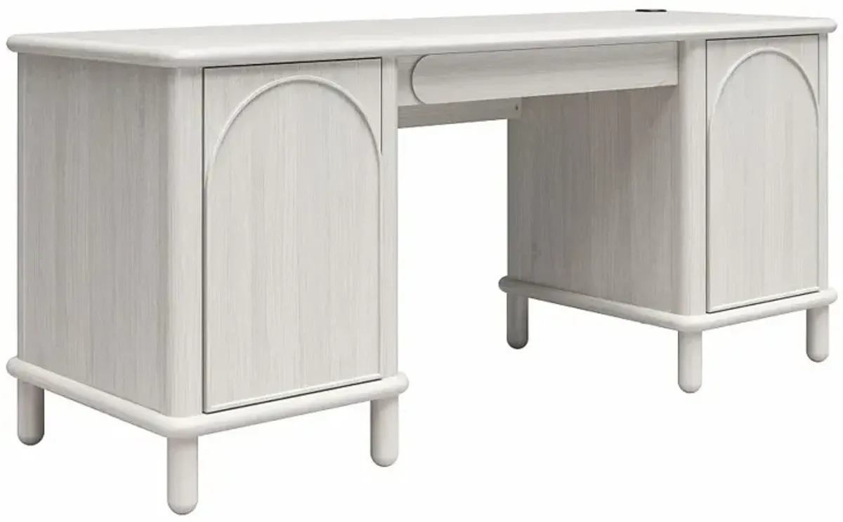 Selena Rustic White Pedestal Desk