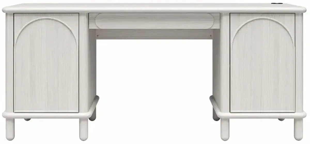 Selena Rustic White Pedestal Desk