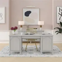 Selena Rustic White Pedestal Desk