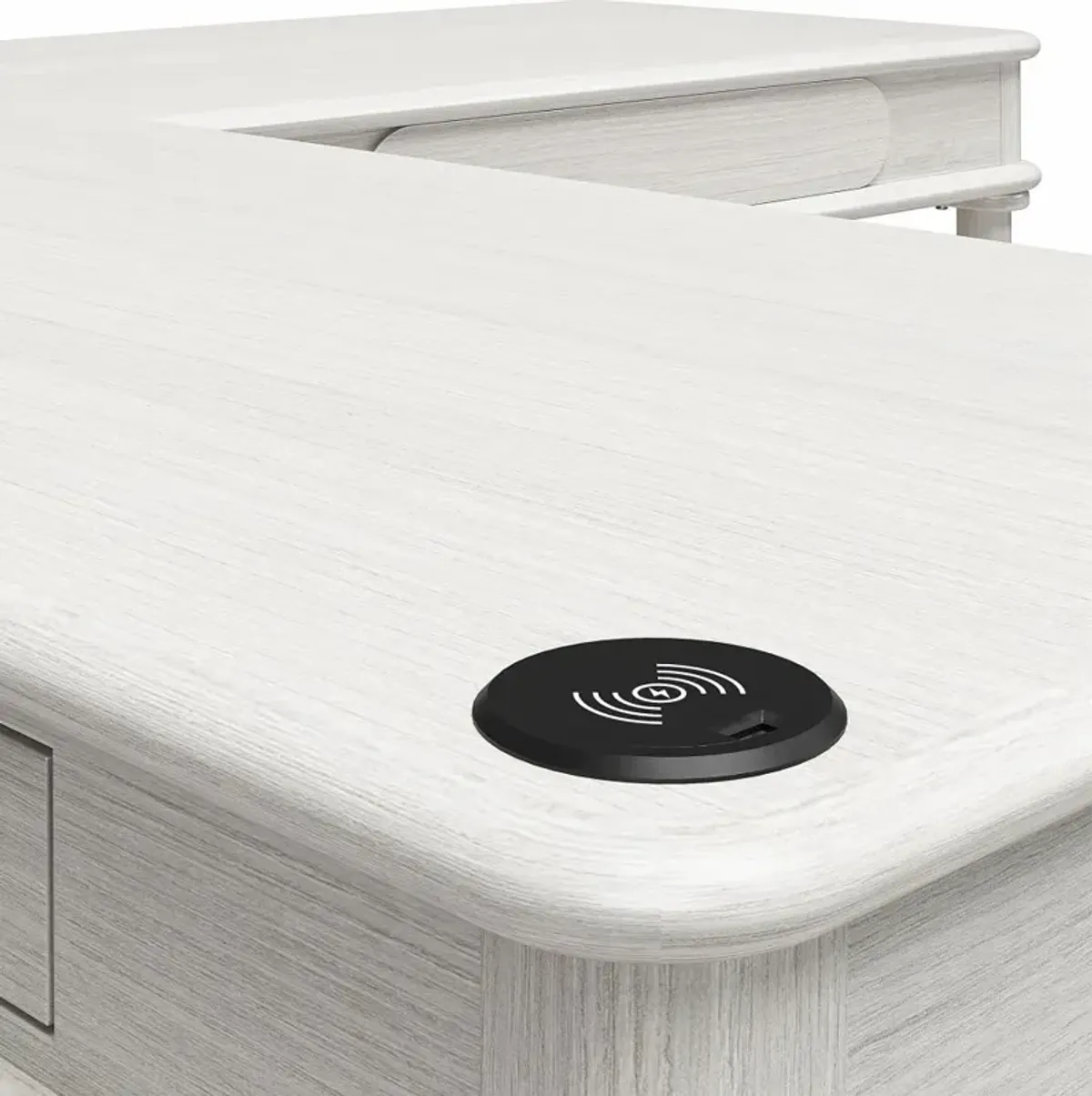 Selena Rustic White Lift-top L-Shaped Desk