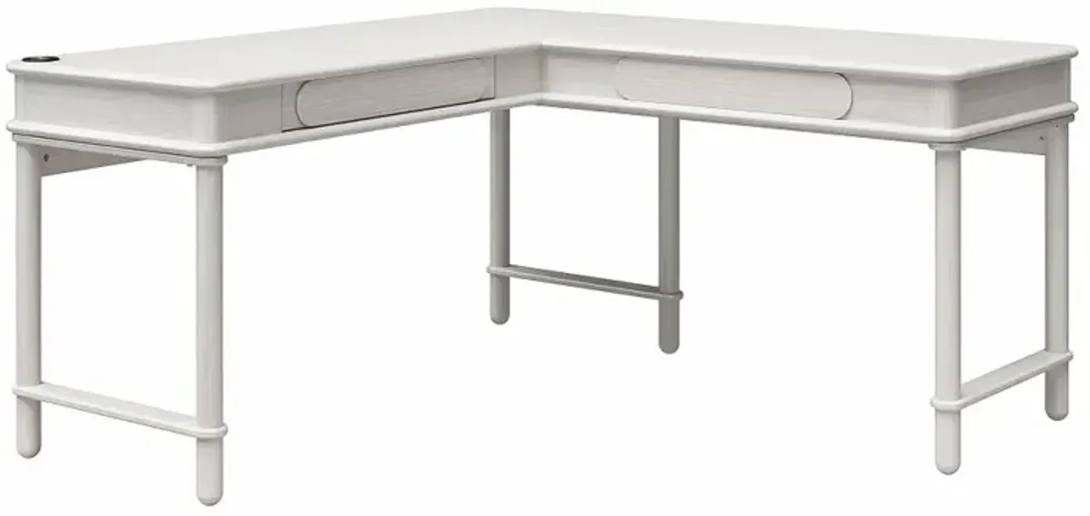 Selena Rustic White Lift-top L-Shaped Desk