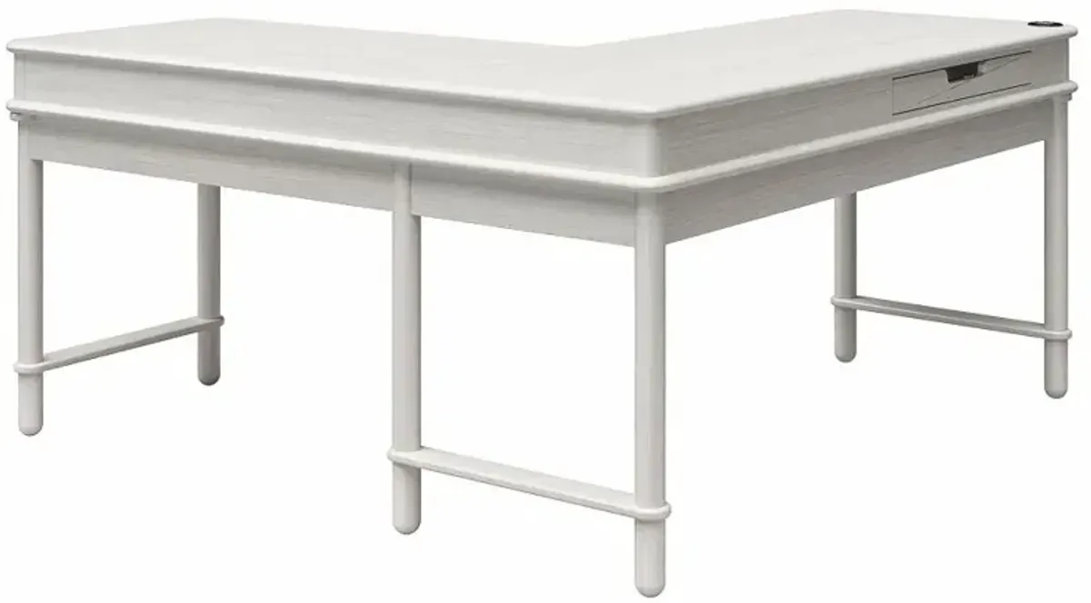 Selena Rustic White Lift-top L-Shaped Desk