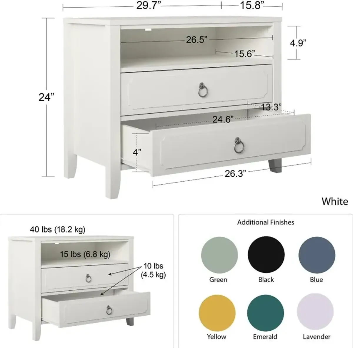 Her Majesty Mustard Yellow 2-Drawer Nightstand