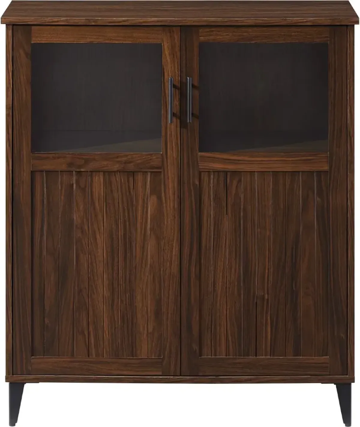 Babbett Glass Door Dark Walnut Accent Cabinet