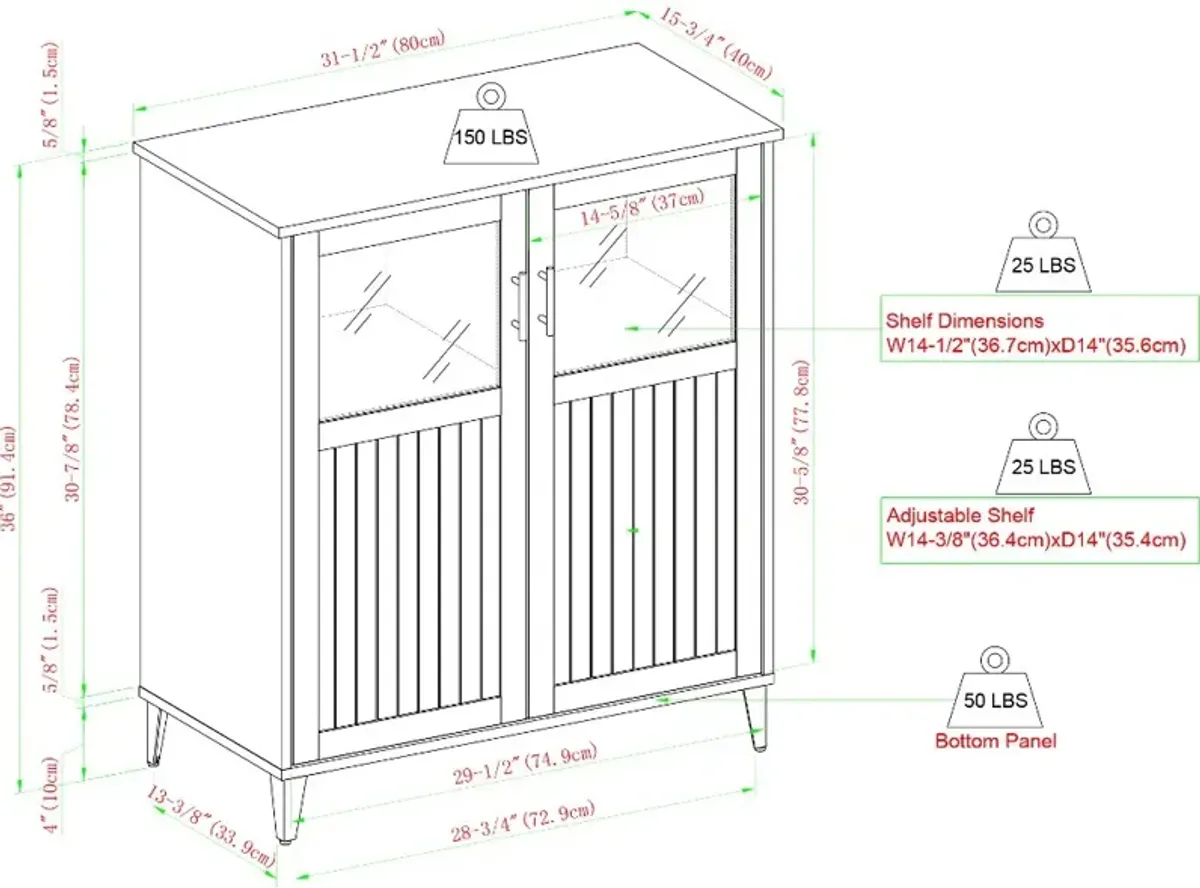 Babbett Glass Door Dark Walnut Accent Cabinet