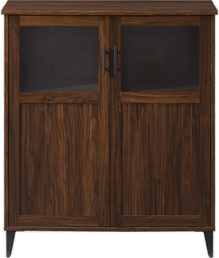 Babbett Glass Door Dark Walnut Accent Cabinet