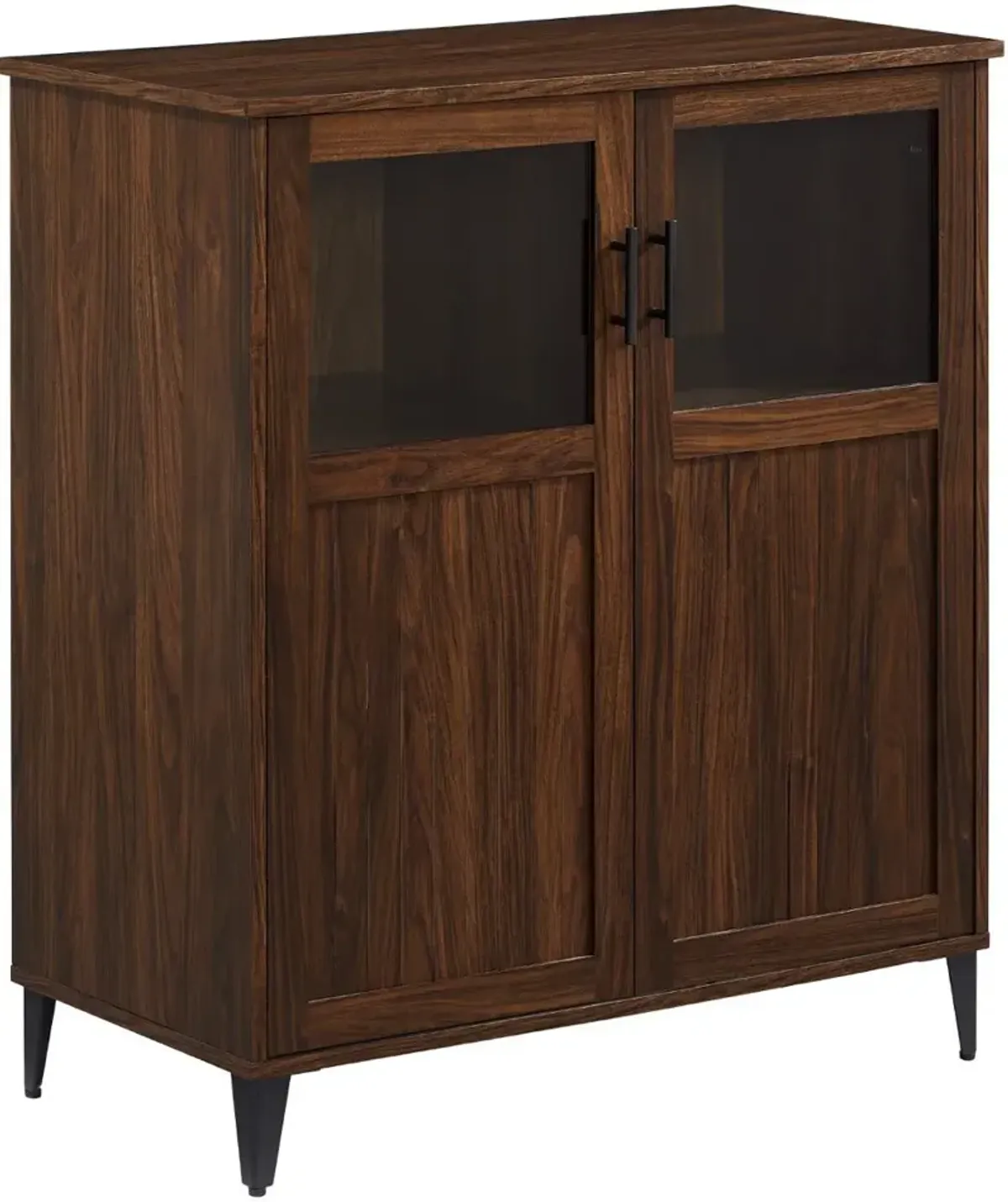 Babbett Glass Door Dark Walnut Accent Cabinet