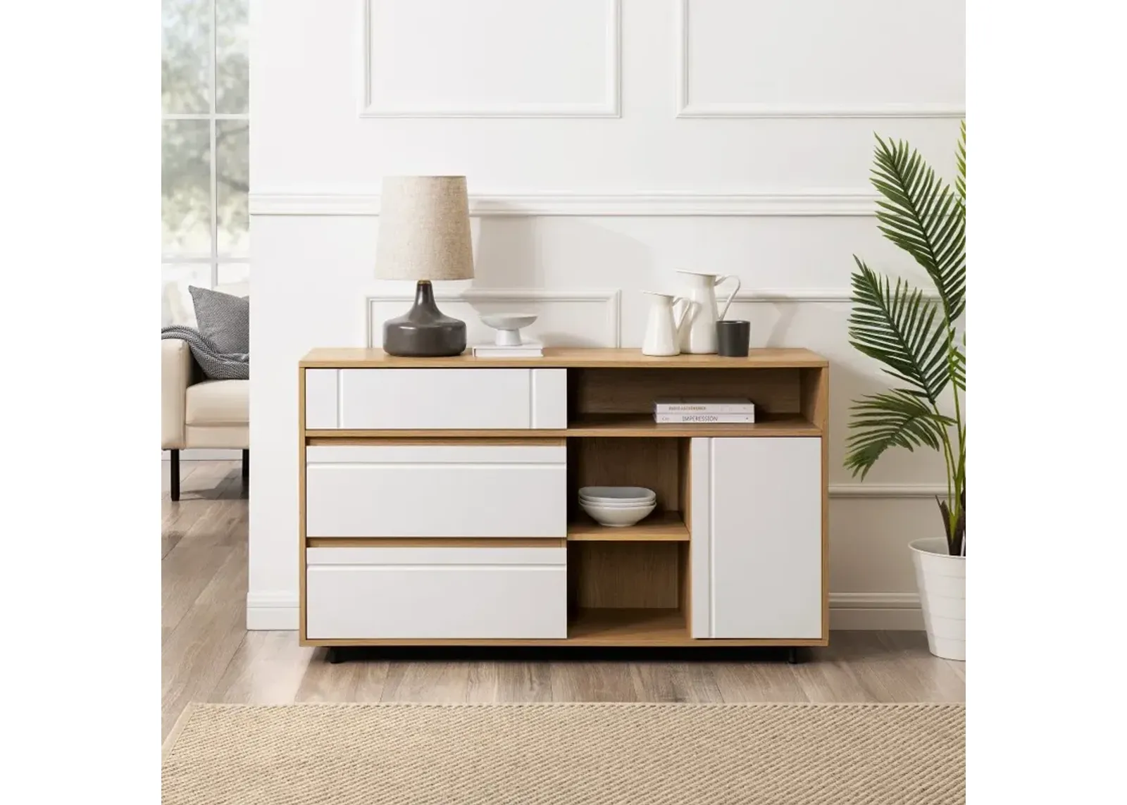 Beckett 52" White & Oak Sideboard