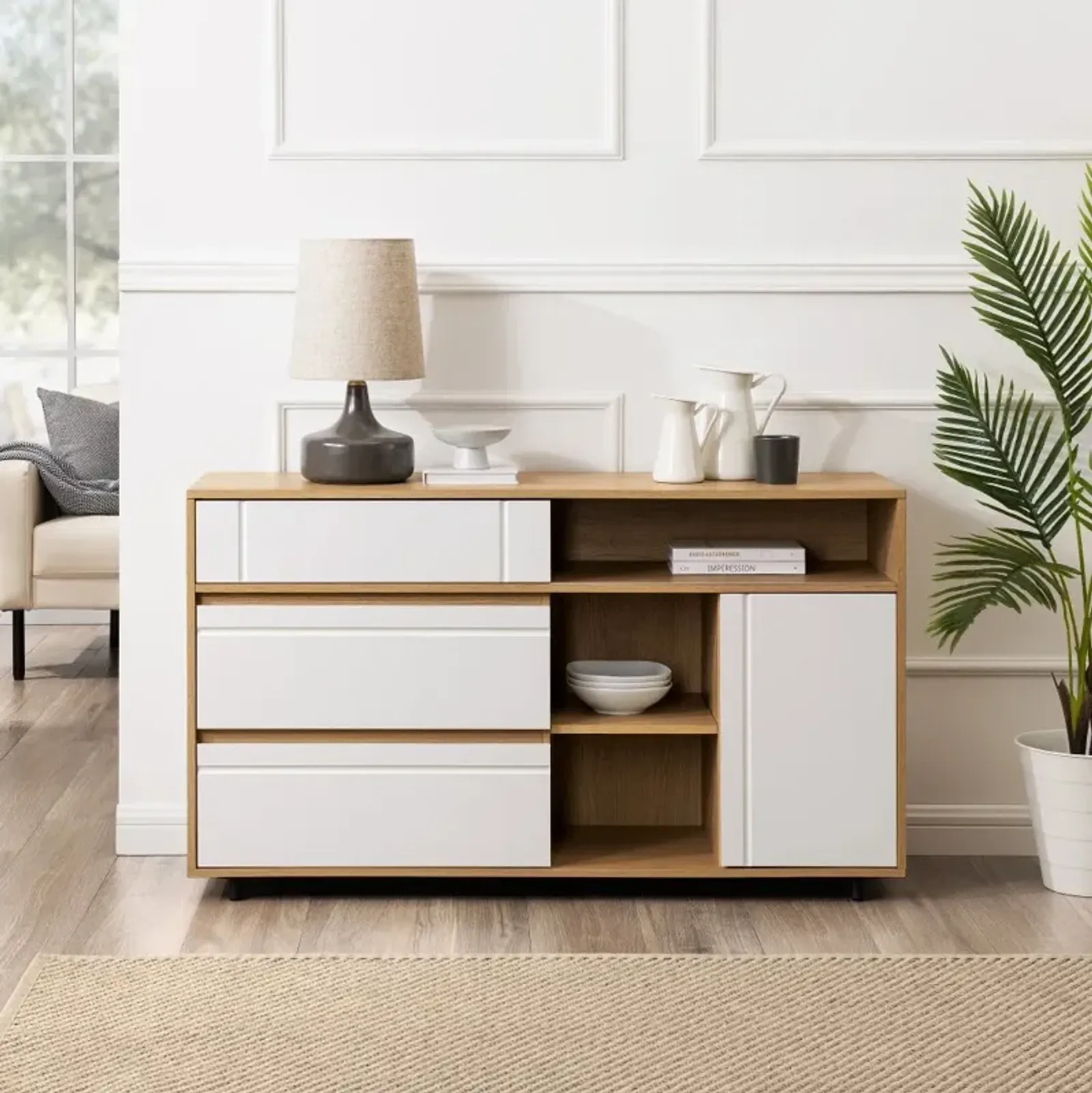 Beckett 52" White & Oak Sideboard