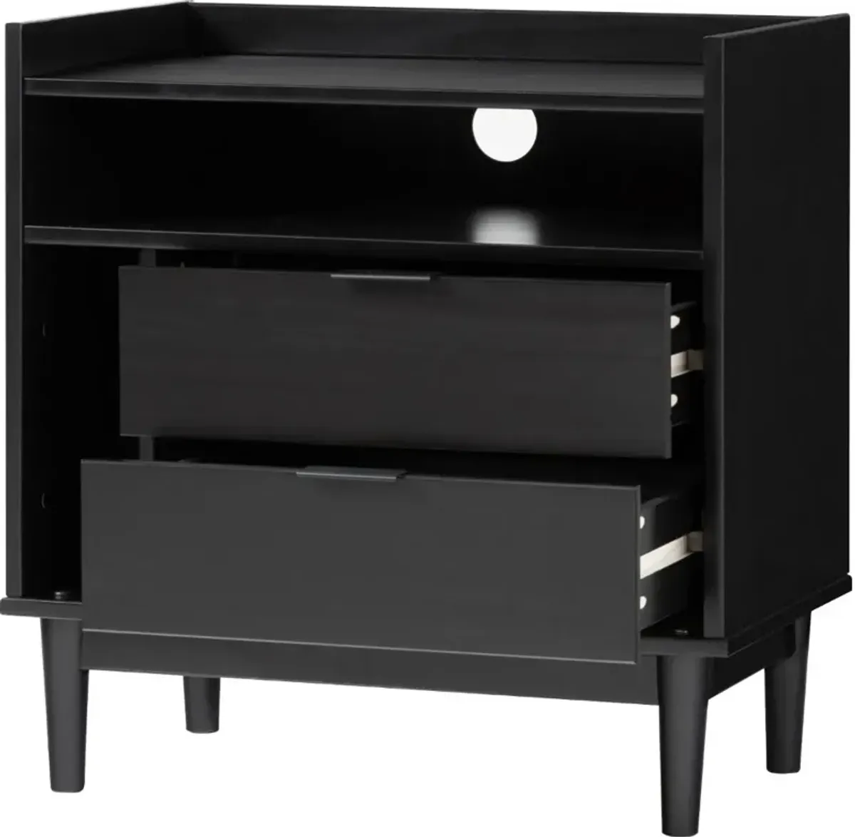 Lee Black Mid Century Nightstand