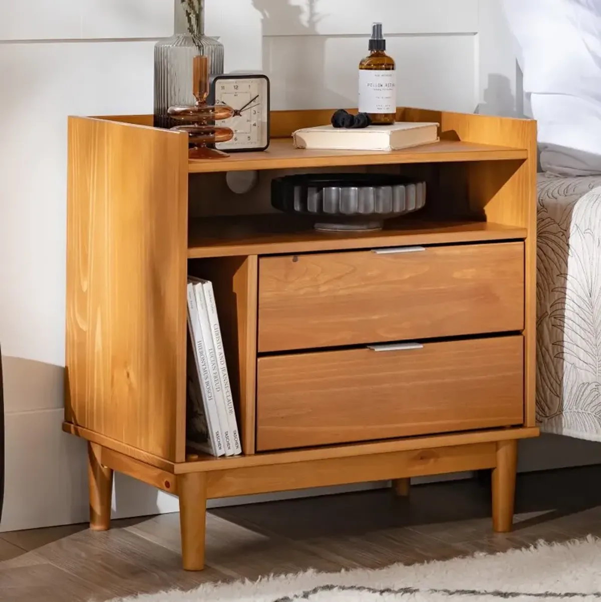 Lee Caramel Mid Century Nightstand