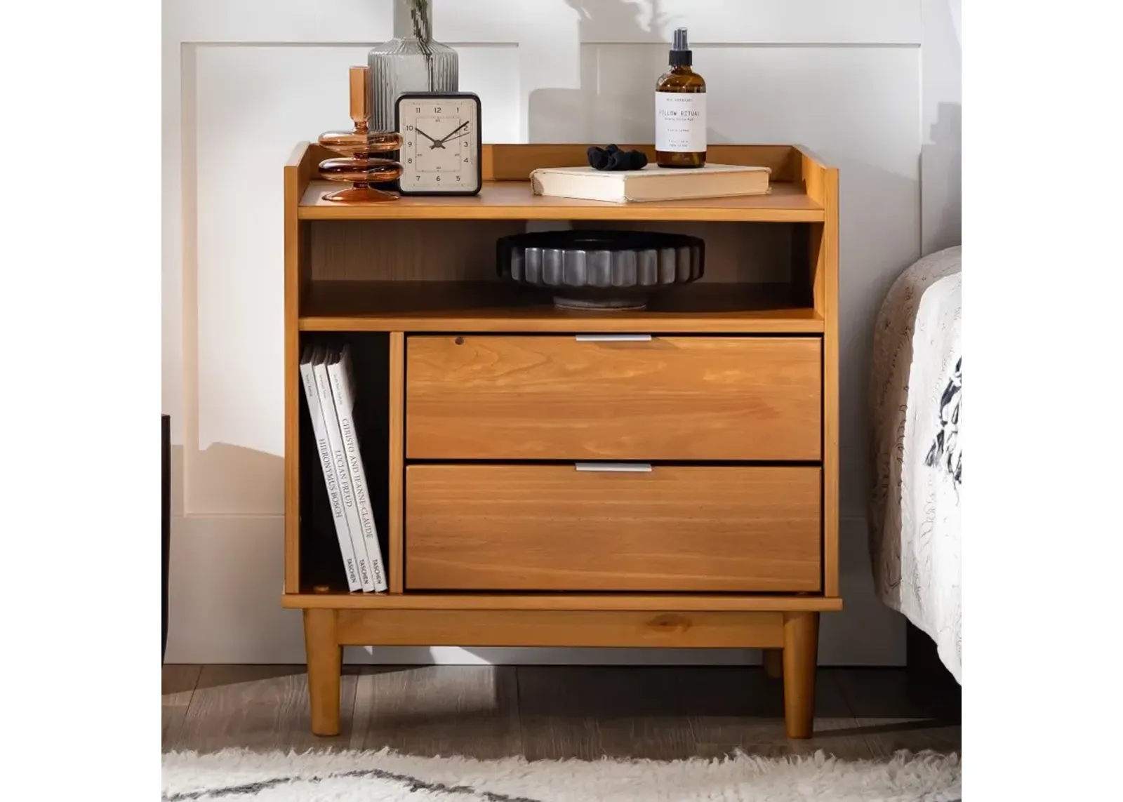 Lee Caramel Mid Century Nightstand