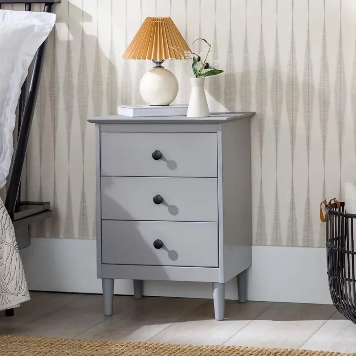 Spencer Gray 3-Drawer Nightstand