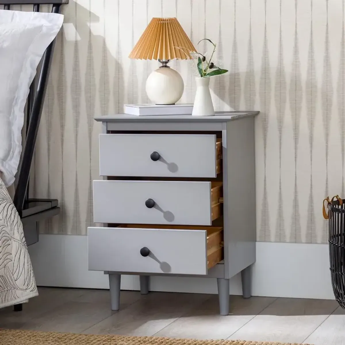 Spencer Gray 3-Drawer Nightstand