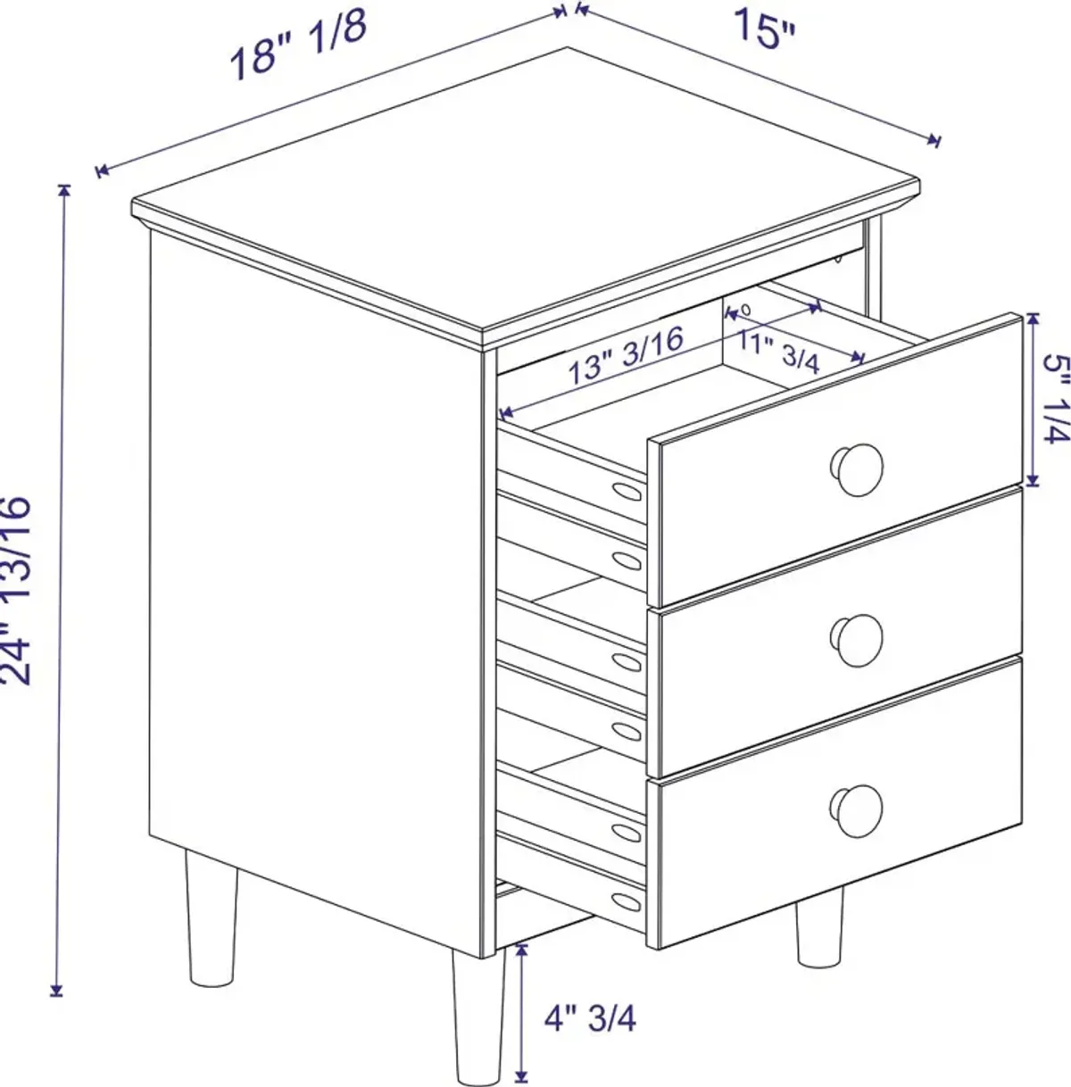 Spencer Gray 3-Drawer Nightstand