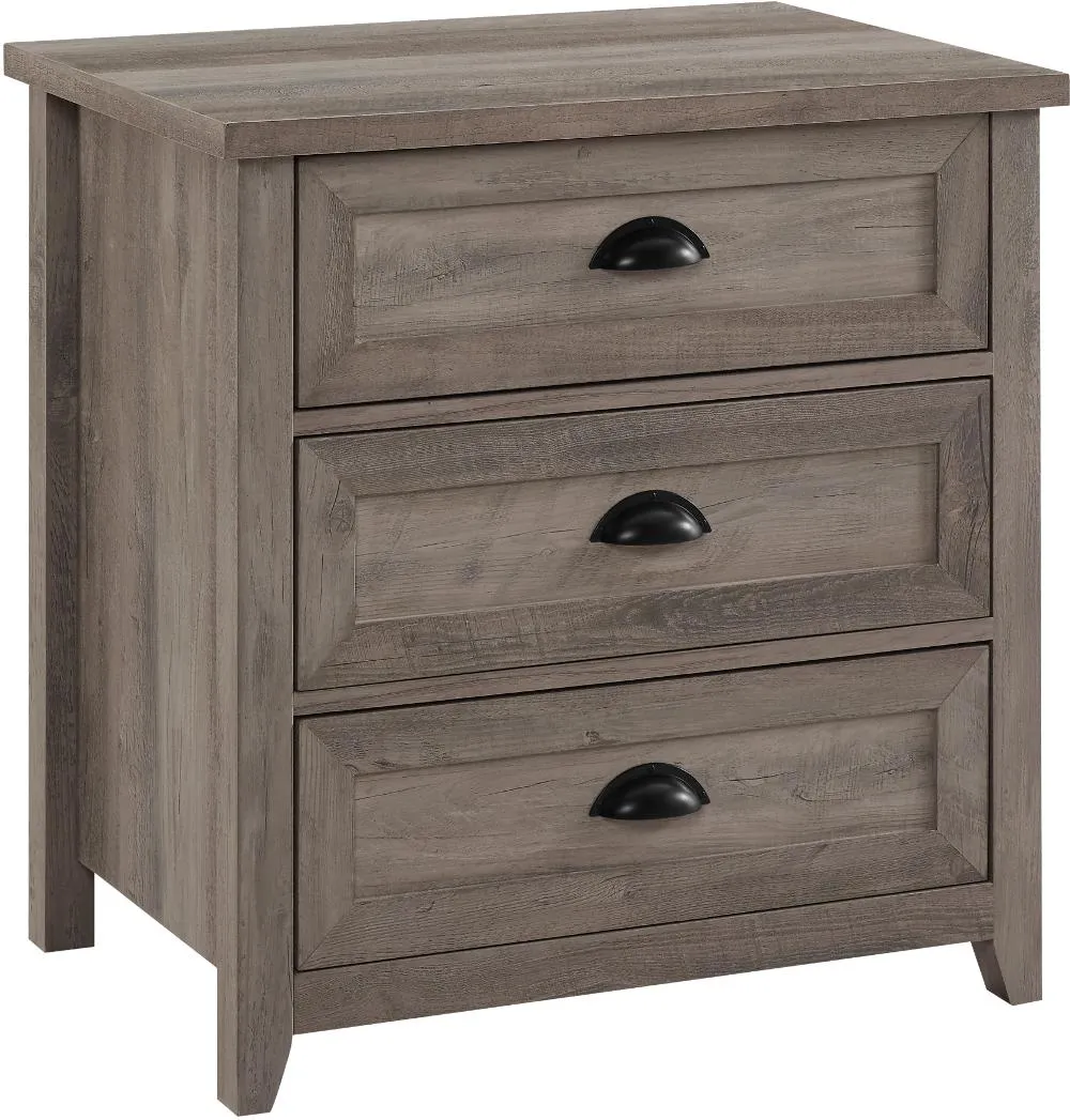 Odette Gray Wash 3-Drawer Nightstand