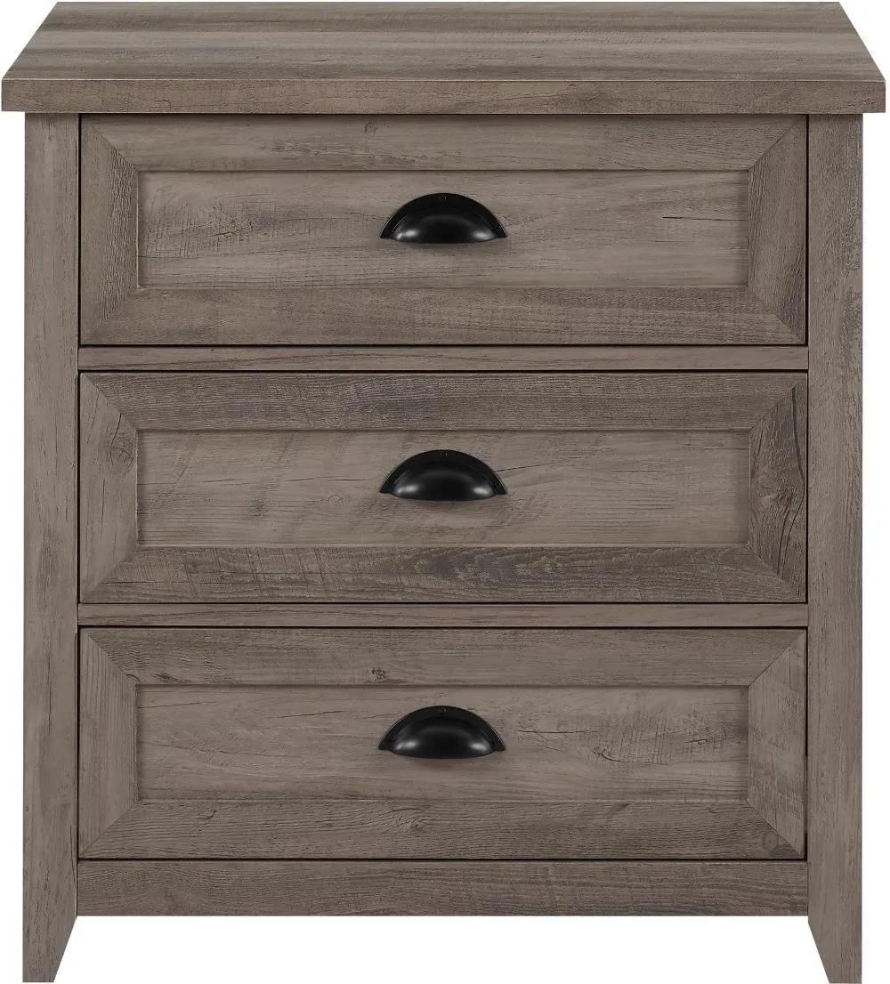 Odette Gray Wash 3-Drawer Nightstand