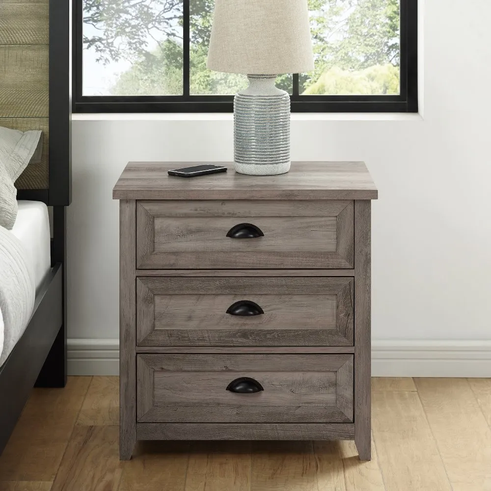 Odette Gray Wash 3-Drawer Nightstand