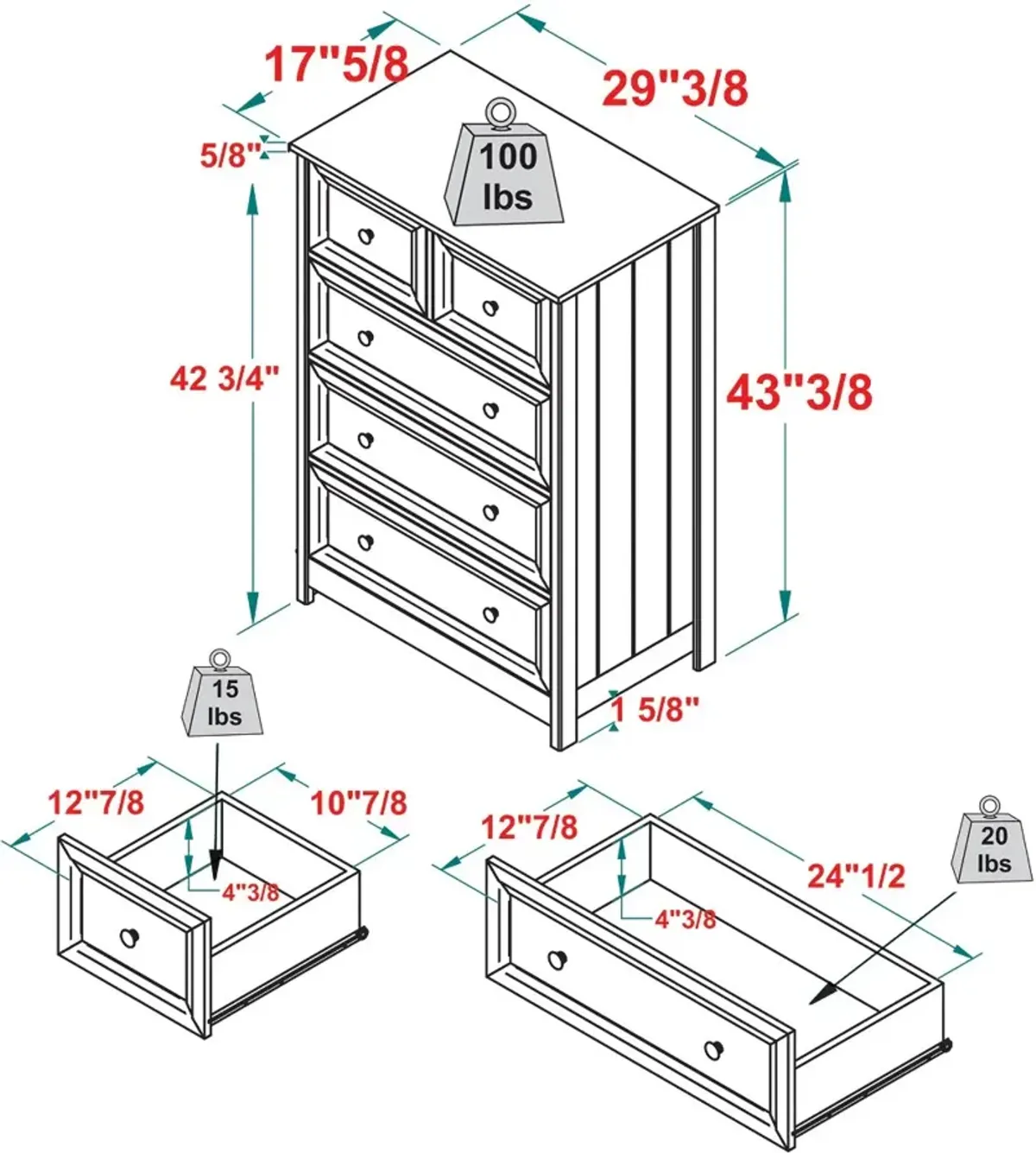 Oakland White Chest of Drawers