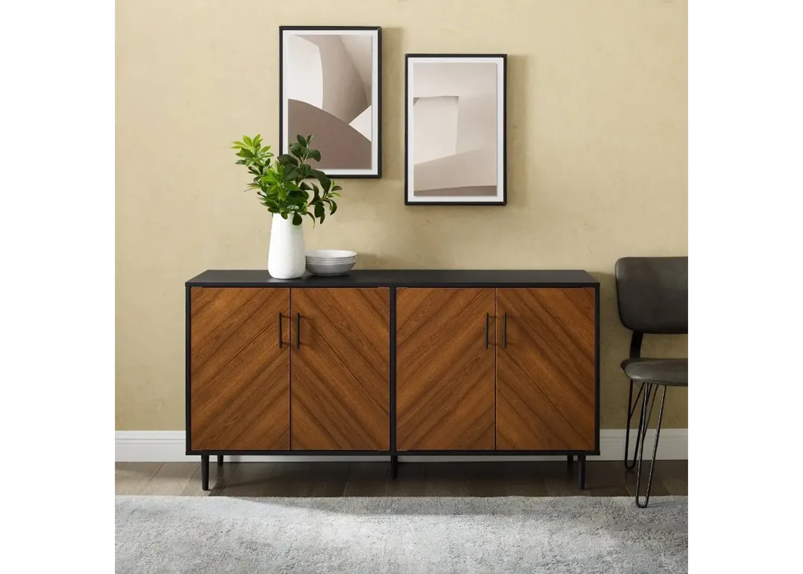 Bookmatch Acorn Brown & Black 58" TV Stand