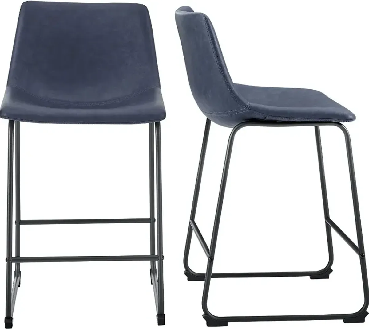 Saddles Navy Blue Counter Stool, Set of 2