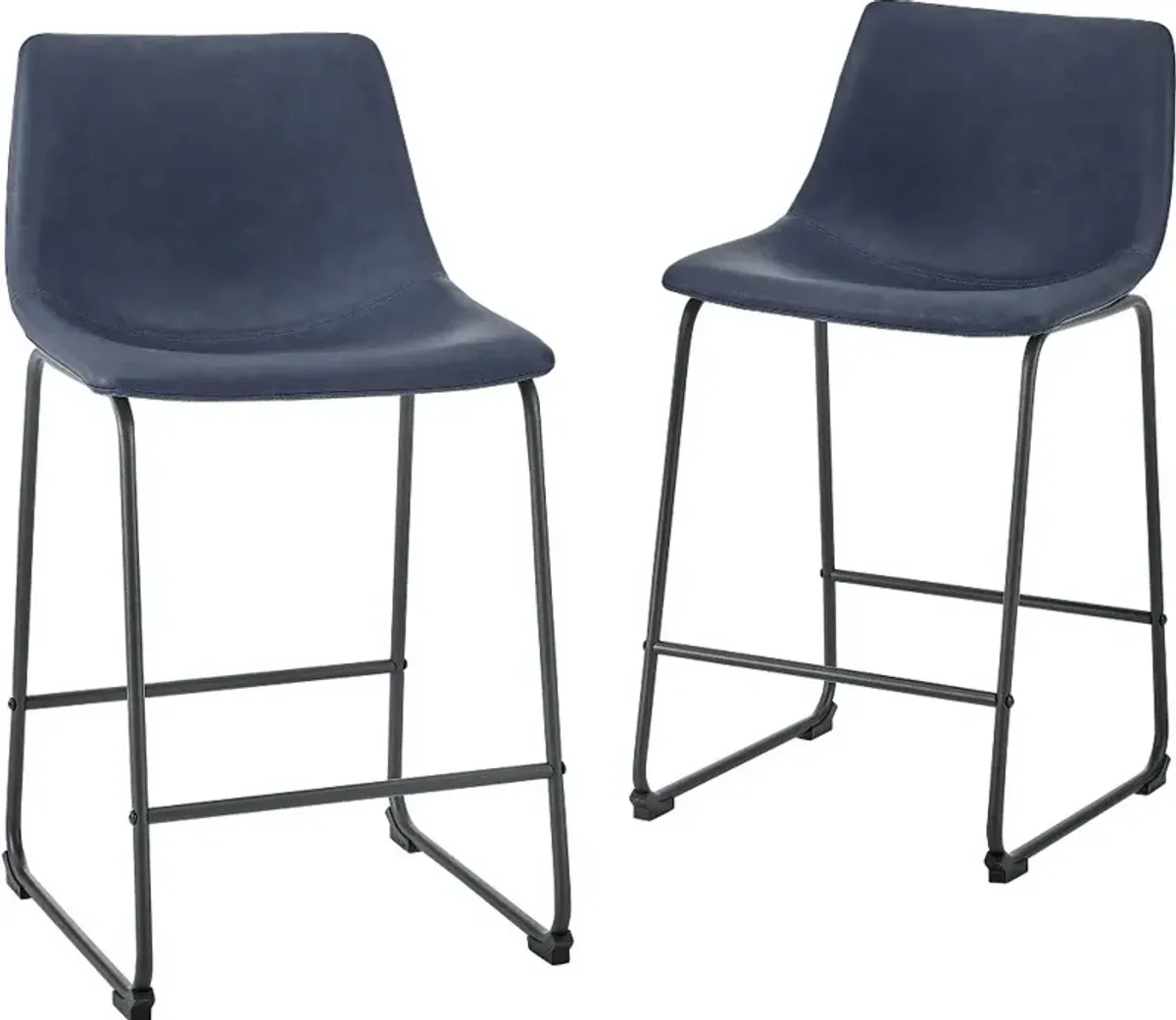 Saddles Navy Blue Counter Stool, Set of 2