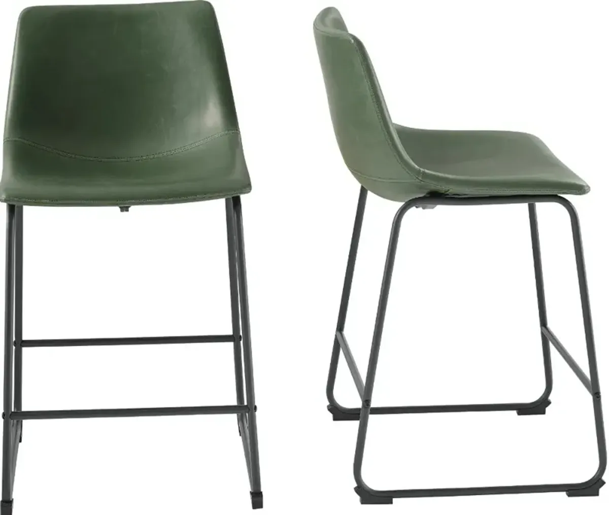 Saddles Green Counter Stool, Set of 2 - Walker Edison