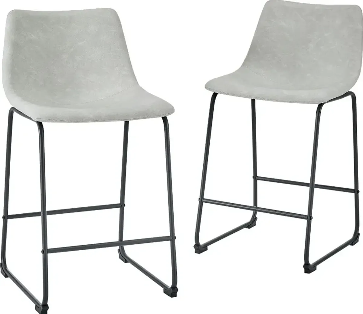 Saddles Gray Counter Stool, Set of 2 - Walker Edison