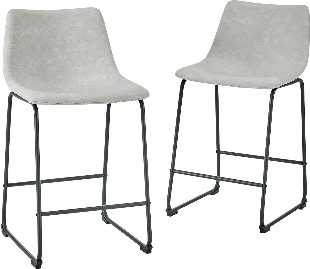 Saddles Gray Counter Stool, Set of 2 - Walker Edison