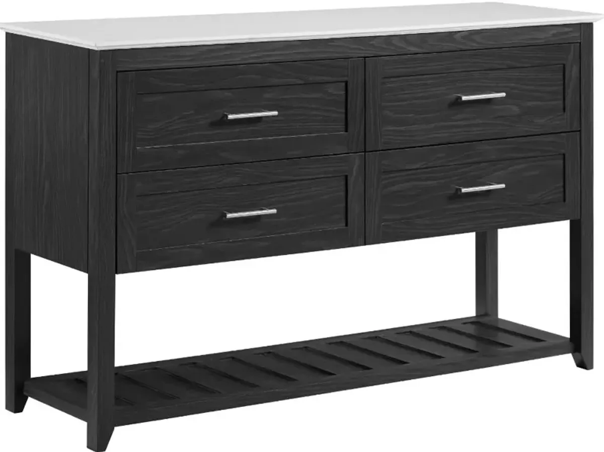 Graphite and Faux Marble 4-Door Wood Buffet