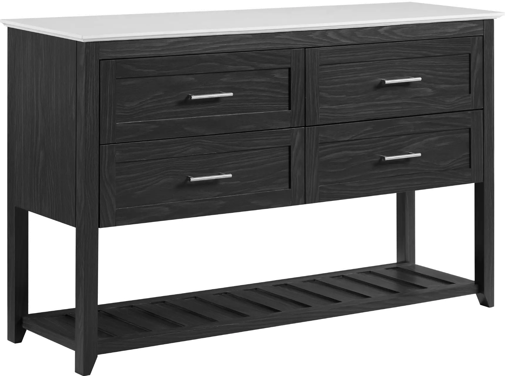 Graphite and Faux Marble 4-Door Wood Buffet