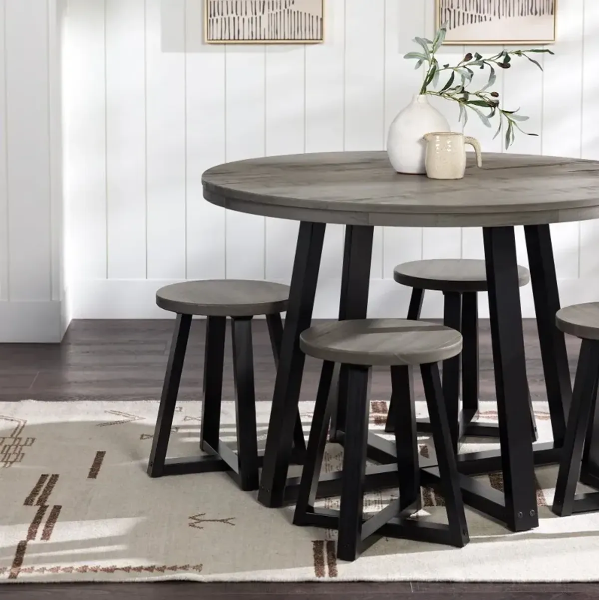 Durango 42" Distressed Gray Round Dining Table