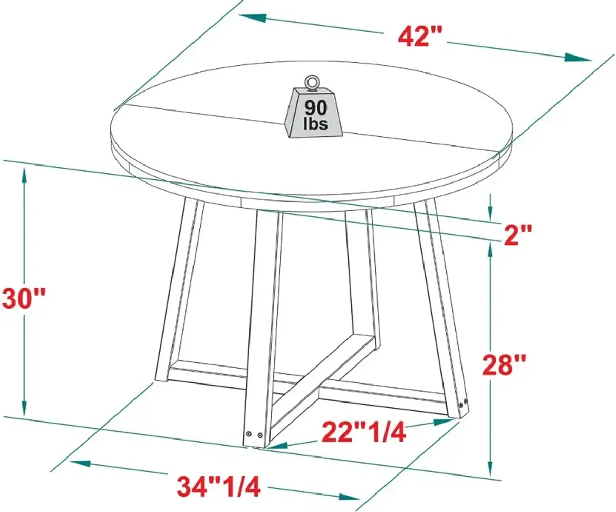 Durango 42" Distressed Gray Round Dining Table