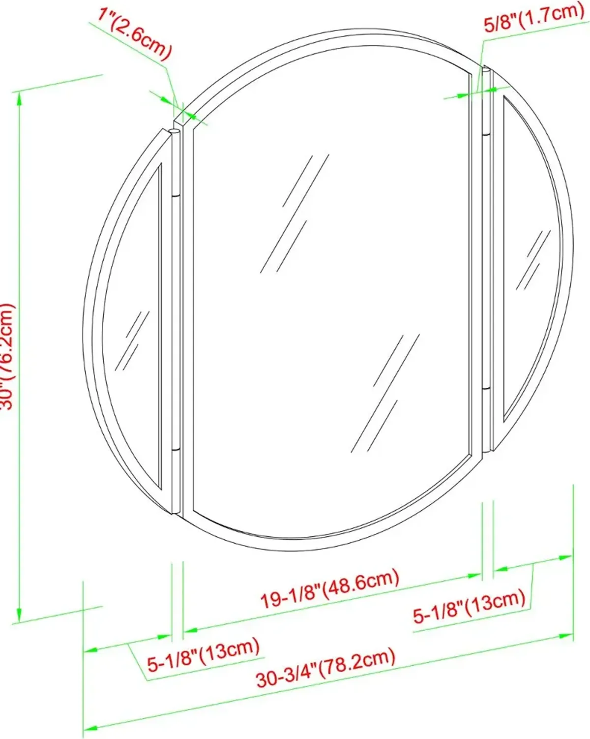 Dottie Round Wall Mirror with Hinging Sides