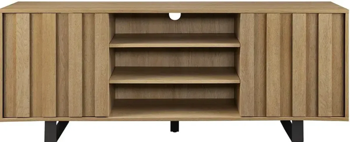 Girona 60" Coastal Oak TV Stand with Paneled Doors