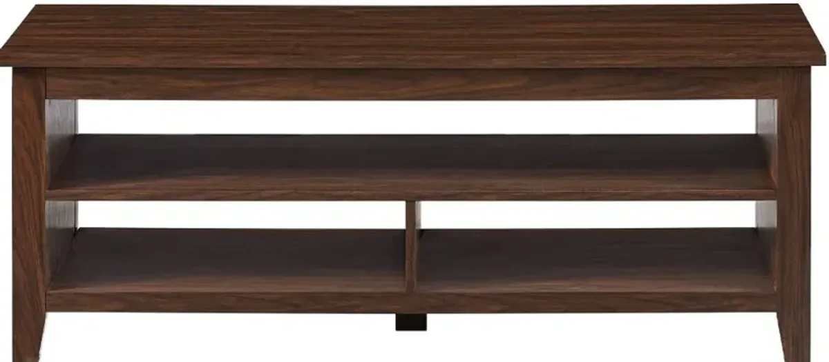 Groove Dark Walnut Coffee Table with Shelf