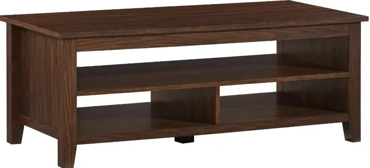 Groove Dark Walnut Coffee Table with Shelf