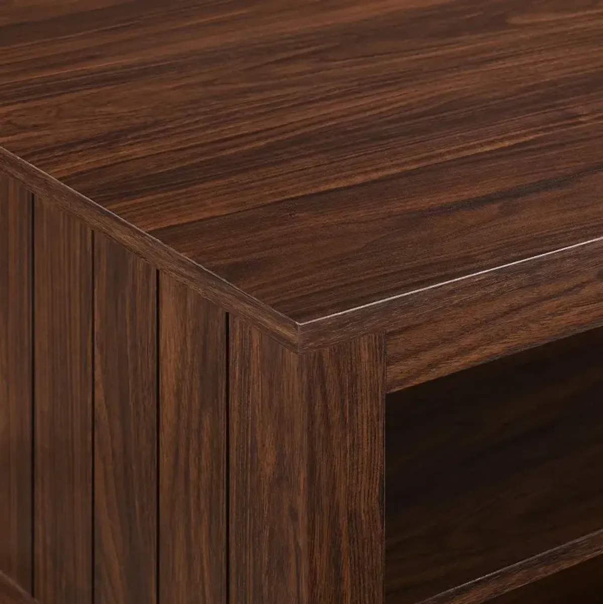 Groove Dark Walnut Coffee Table with Shelf