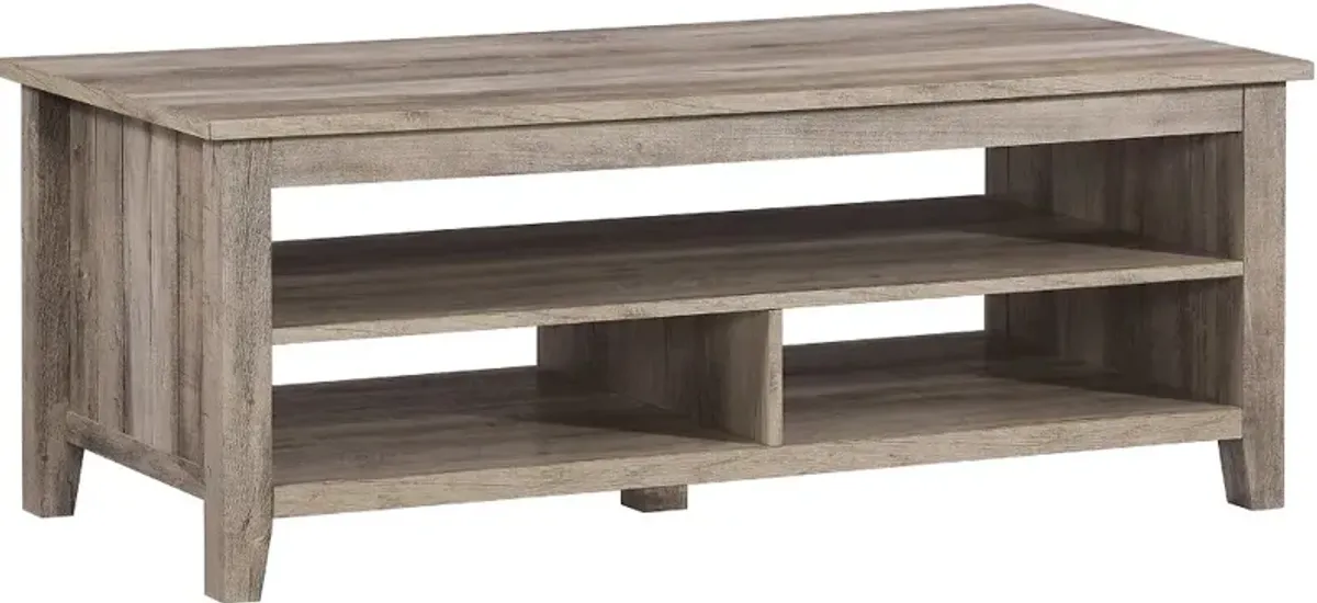 Groove Gray Wash Coffee Table with Shelf