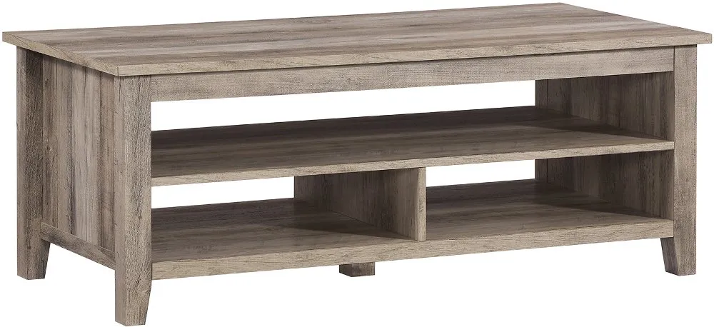 Groove Gray Wash Coffee Table with Shelf