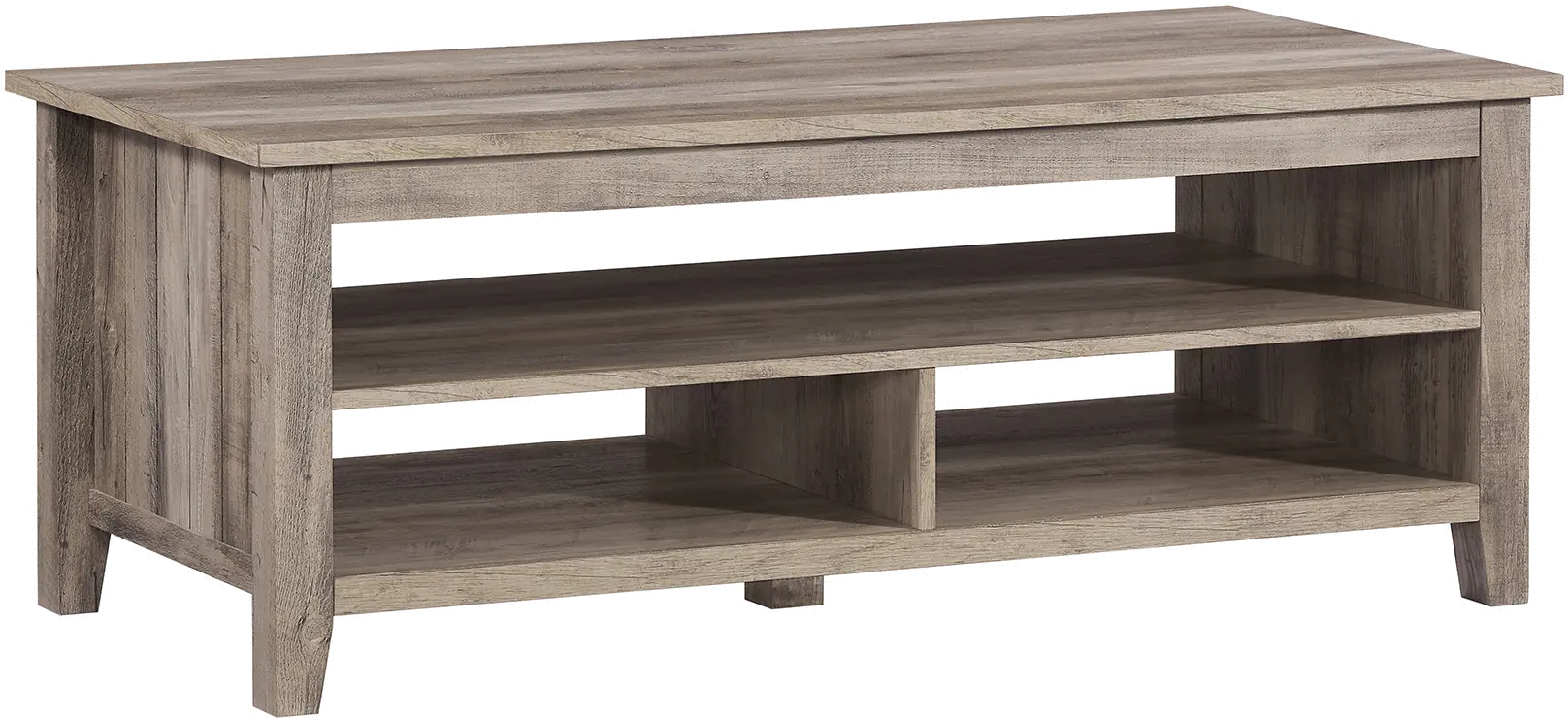 Groove Gray Wash Coffee Table with Shelf