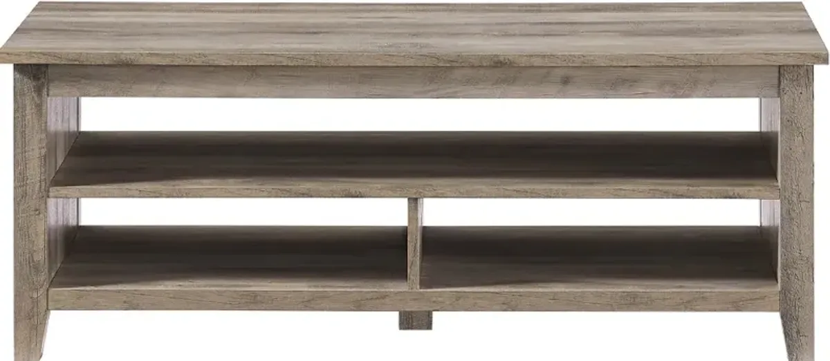 Groove Gray Wash Coffee Table with Shelf