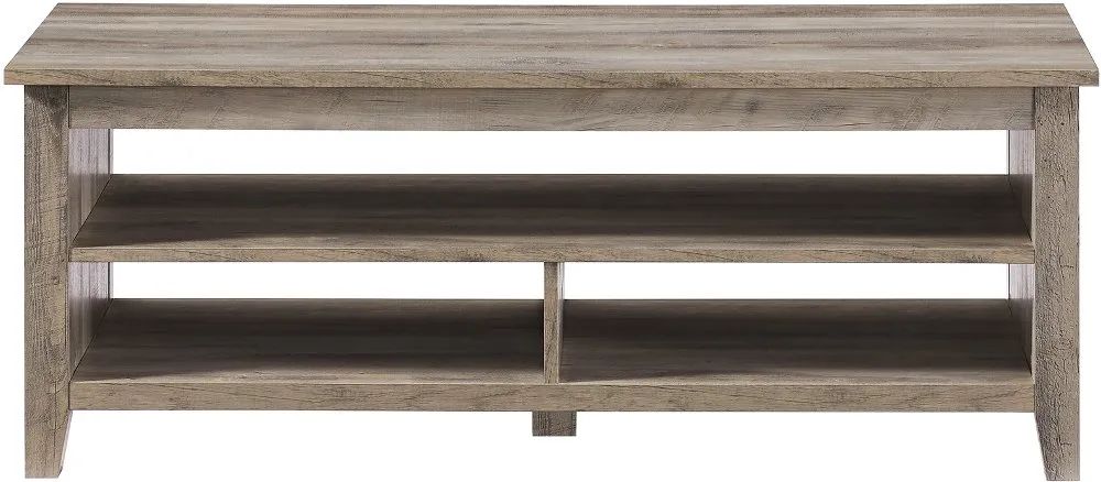 Groove Gray Wash Coffee Table with Shelf