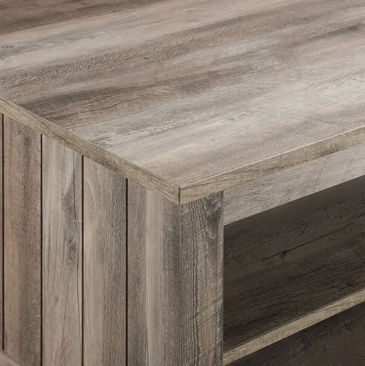 Groove Gray Wash Coffee Table with Shelf