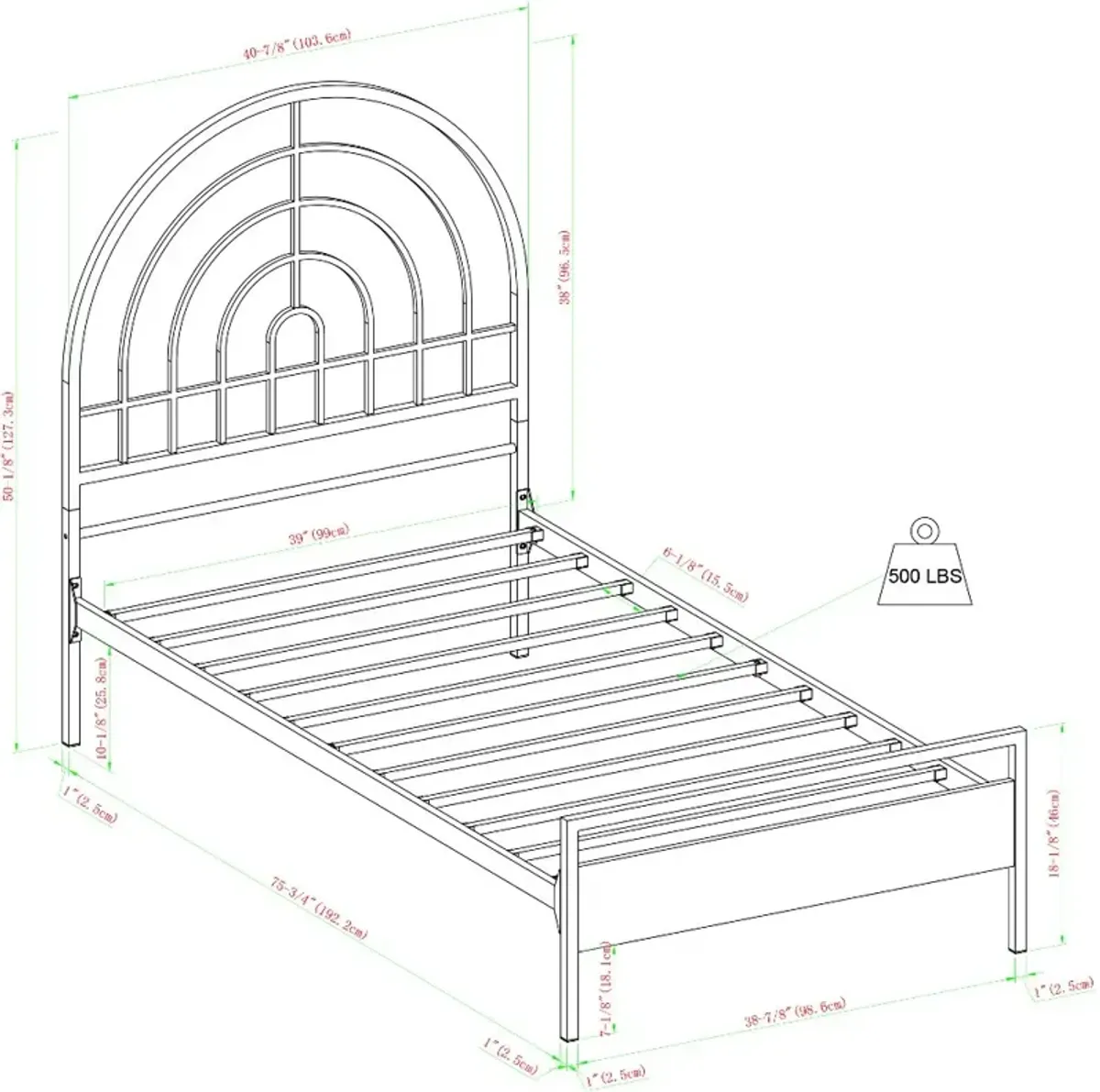 Jody Black Metal Twin Bed