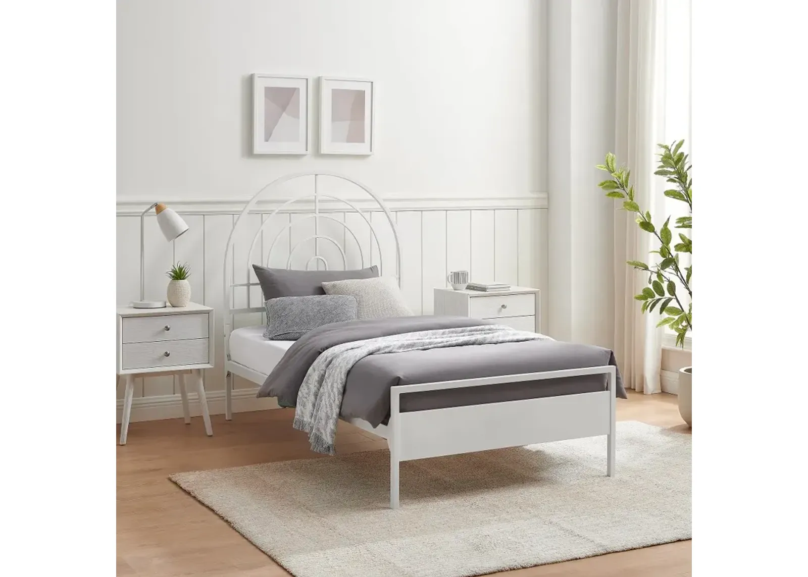 Jody White Metal Twin Bed