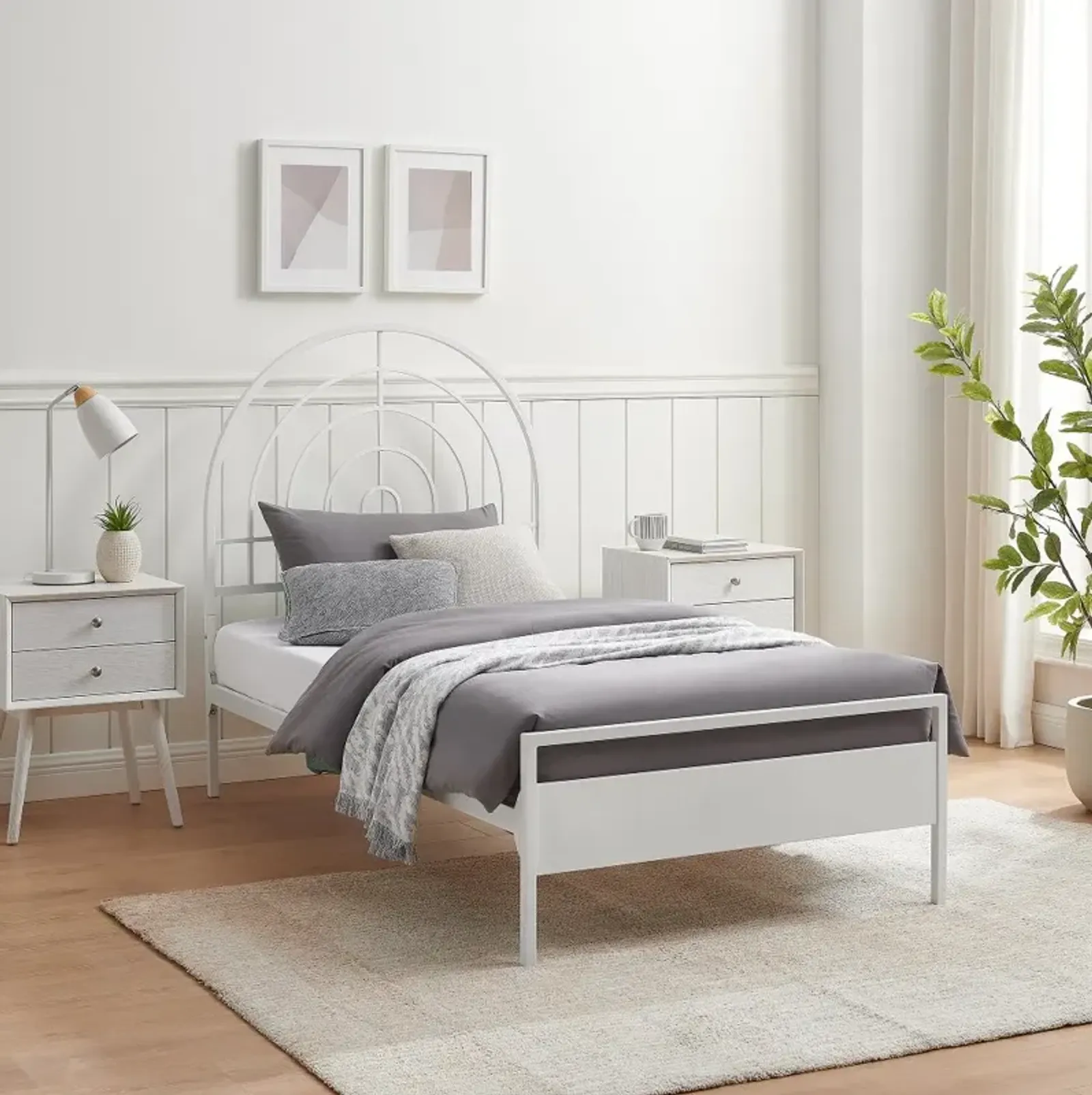 Jody White Metal Twin Bed