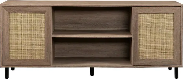 Jillian Driftwood Rattan-Door 58" TV Stand