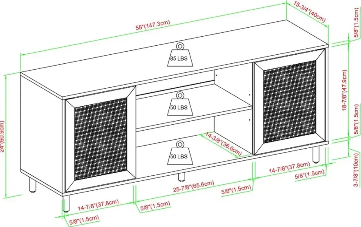 Jillian Driftwood Rattan-Door 58" TV Stand